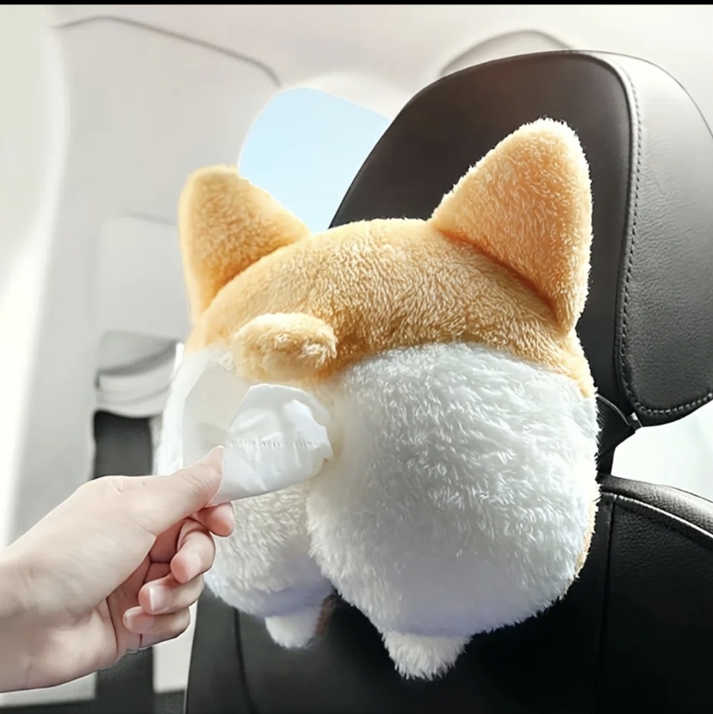 NEW FUNNY CARTOON CORGI CAR TISSUE BOX